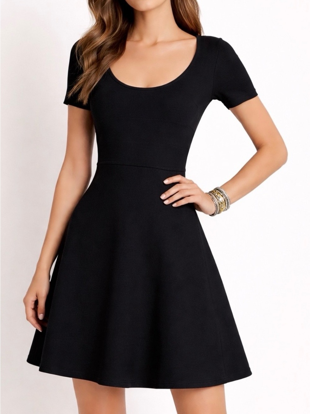 White House Black Market Black Scoop-Neck Fit & Flare Dress